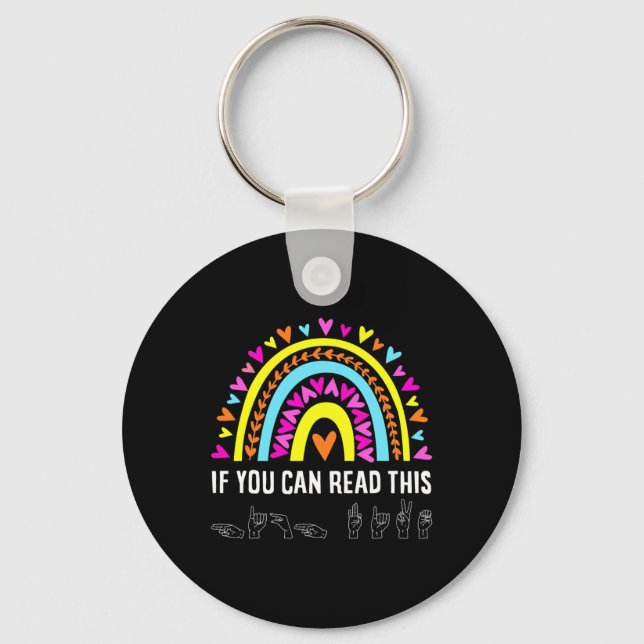 Porte-clés ASL Alphabet American Sing Langue ASL Enseignant F (Recto)