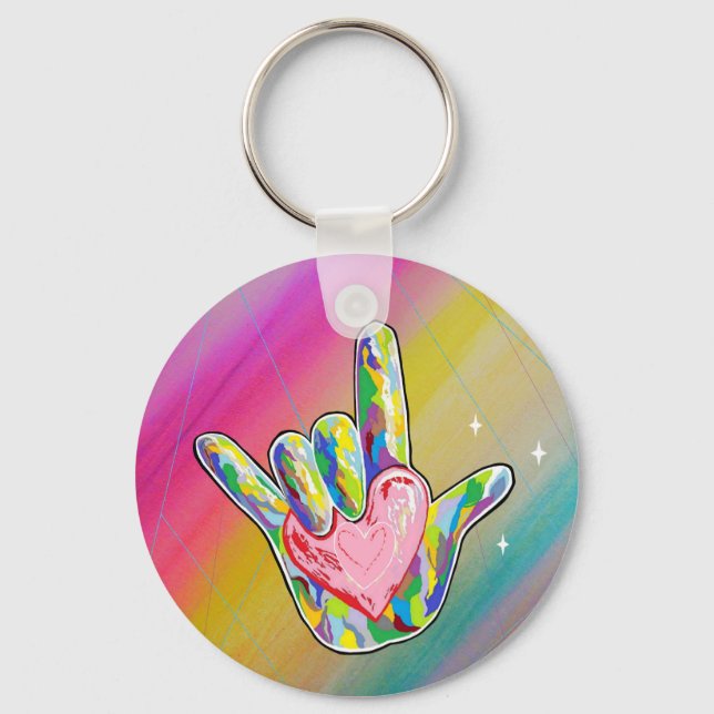 Porte-clés ASL I Love You Heart (Recto)