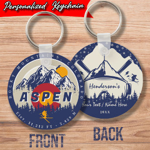 Porte-clés Aspen Colorado Drapeau Ski Mountain Sunset Souveni