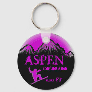 Porte-clés Aspen Colorado violet snowboard art porte - clé