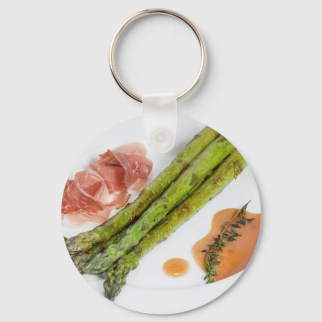 Porte-clés asperges vertes avec jambon et sauce (Recto)