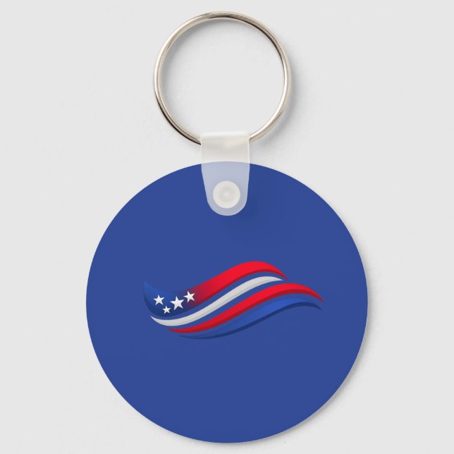 Porte-clés Assiette à drapeau ondulé patriotique | Célébratio (Recto)