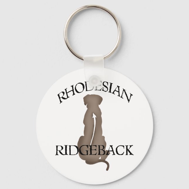 Porte-clés Assis Rhodesian Ridgeback avec texte (Recto)
