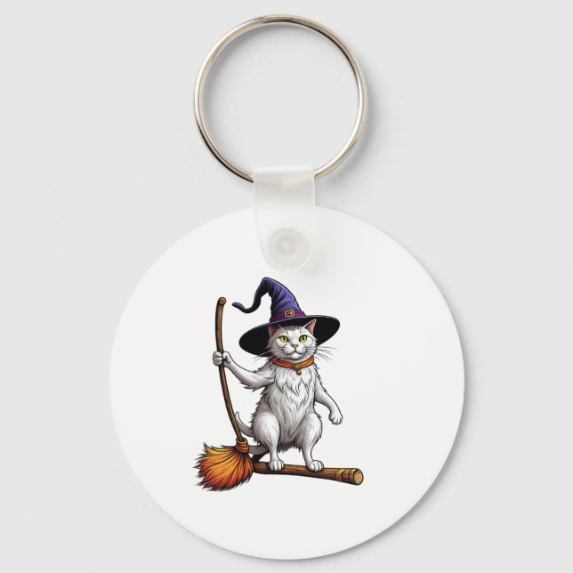 Porte-clés Assistant Chat Sorcière Halloween Amoureux de les  (Recto)