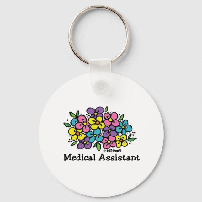 Porte-clés Assistant Médical en Fleurs (Recto)