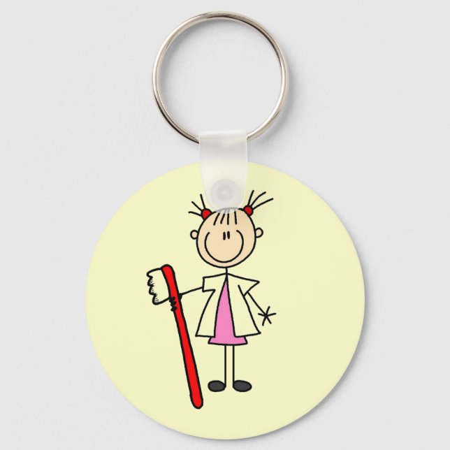 Porte-clés Assistante Dentaire Avec Brosse à Dents (Recto)