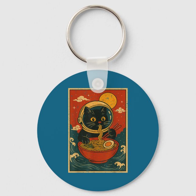 Porte-clés Astronaut Cat Ramen Japanese Graphic Tees Men Wome (Recto)