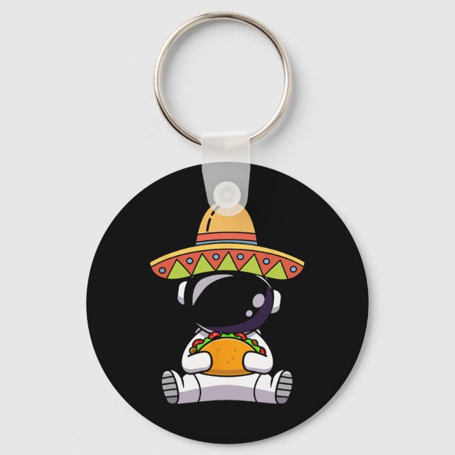 Porte-clés Astronaut Manger Tacos Drôle Cinco De Mayo Espace  (Recto)