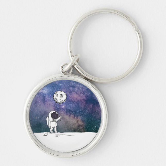 Porte-clés Astronaute dans l'espace avec ballon lunaire cosmo (Devant)