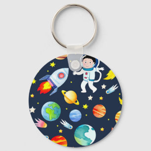Porte-clés Astronaute dans l'espace Planètes et Fusées Motif