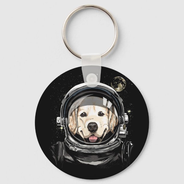 Porte-clés Astronaute De L'Espace Golden Retriever Lover Pet  (Recto)