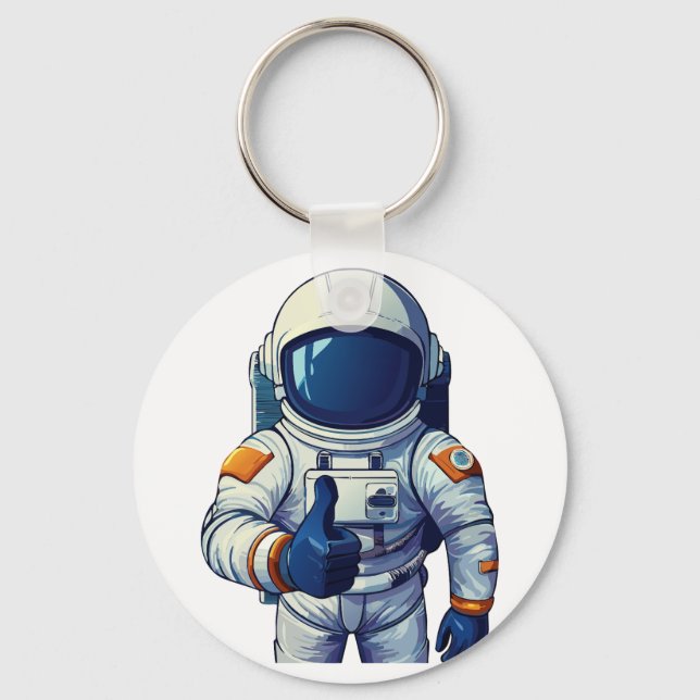 Porte-clés astronaute en combinaison spatiale faisant un pouc (Recto)