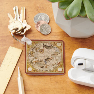 Porte-clés Astronomie vintage, Planisphère Céleste Carte des 