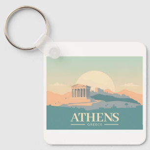Porte-clés Athènes Grèce Acropole Pastel Travel