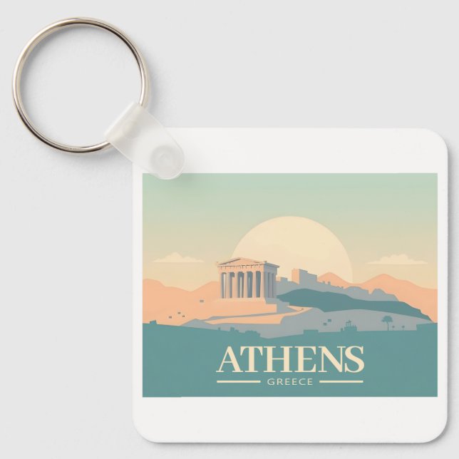 Porte-clés Athènes Grèce Acropole Pastel Travel (Recto)