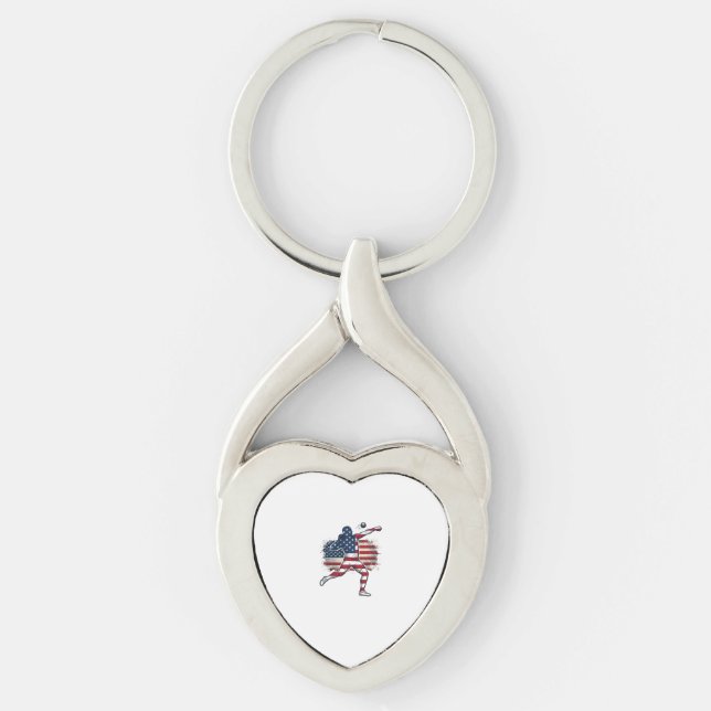 Porte-clés Athlète de lancer de poids patriotique Gravure vin (Devant)