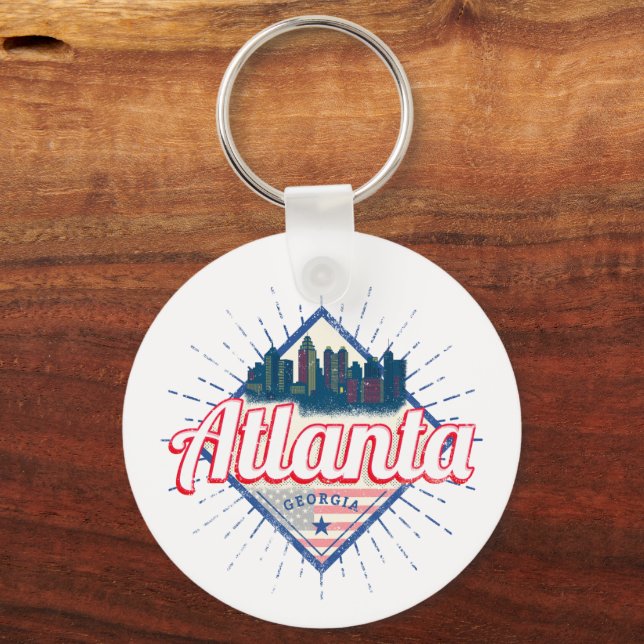 Porte-clés Atlanta Georgia United States Retro Skyline (Recto)