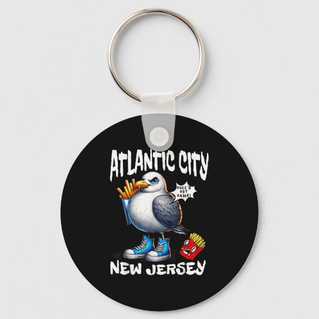 Porte-clés Atlantic City New Jersey Mouette Frites Amusant (Recto)