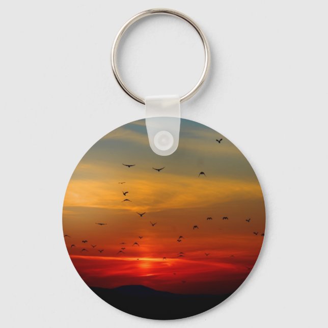Porte-clés Atmospheric Sky, sunset, birds, beautiful photo (Recto)