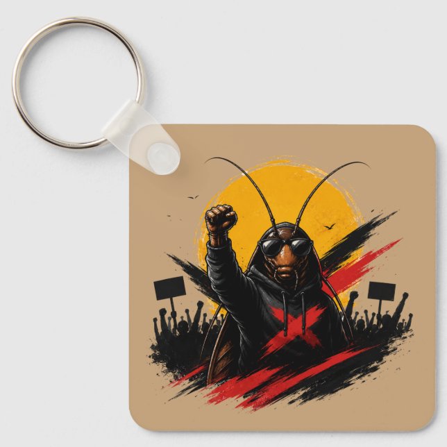 Porte-clés Attache-clé graphique Cafard rebelle (Recto)