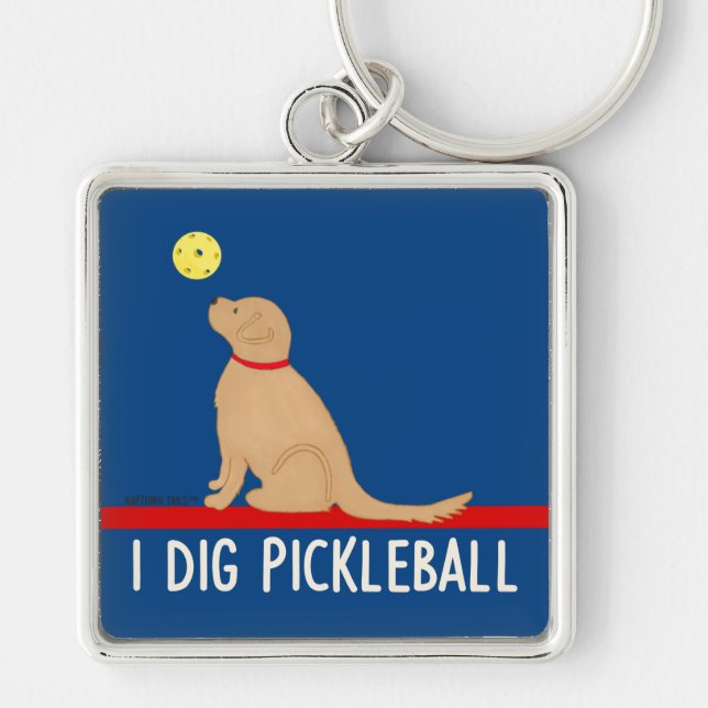 Porte-clés Attache-clé I Dig Pickleball Golden Retriever (Devant)