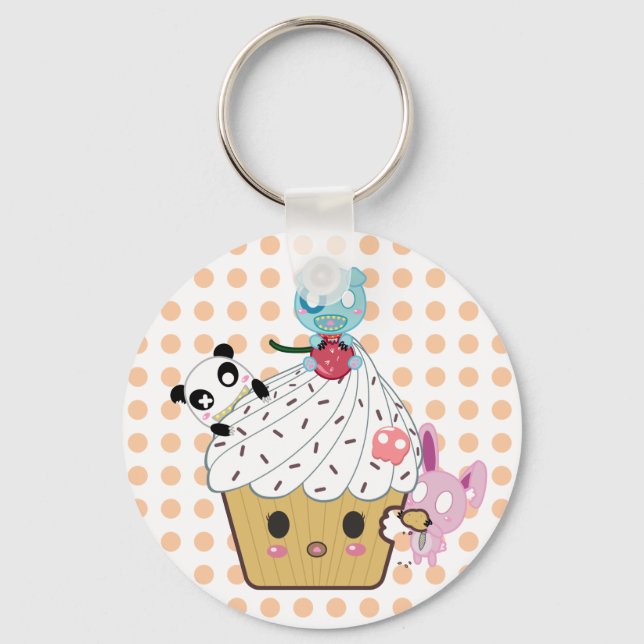 Porte-clés Attaque à la cupcake ! (>_<) (Recto)