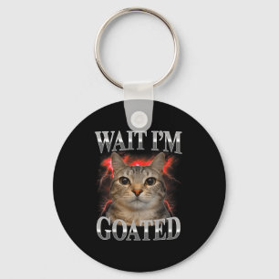Porte-clés Attendez le chat goated idiot mème de chat drôle h