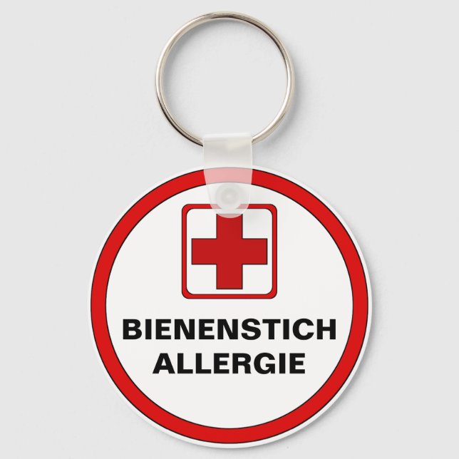 Porte-clés Attention - Allergie aux abeilles (Recto)