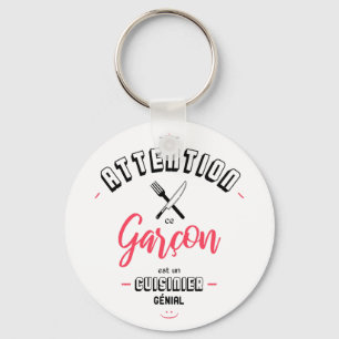 Porte-clés Attention ce garçon est un cuisinier génial