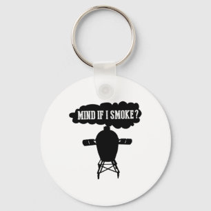 Porte-clés Attention Si Je Fumé Funny Bbq Grillant Oeuf Fumeu