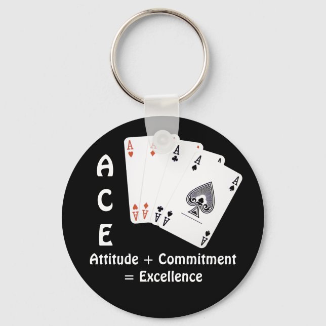 Porte-clés Attitude ACE + Engagement = Excellence (Recto)