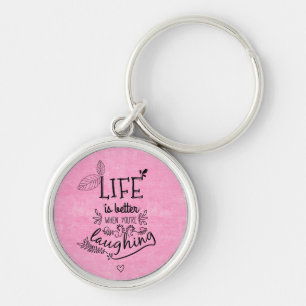 Porte-clés Attitude Bonheur Citation Motivante Vie Rose