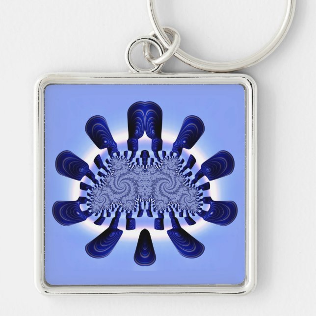 Porte-clés ATTRACTIF ~ Couleurs bleues ~ Bague de clé (Devant)