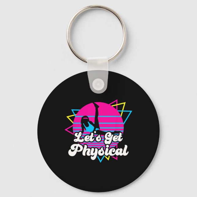 Porte-clés Attrapons la forme physique Exercice 80s Cadeau (Recto)