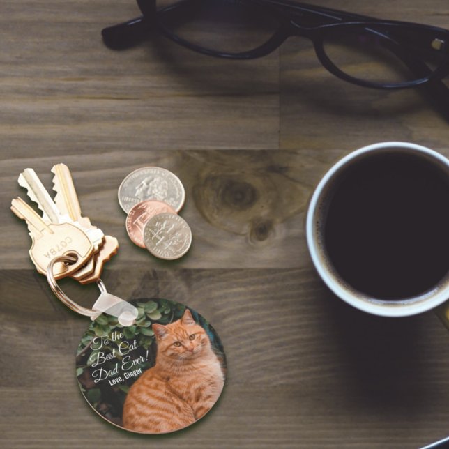 Porte-clés Au meilleur chat papa jamais photo personnalisée (Créateur téléchargé)