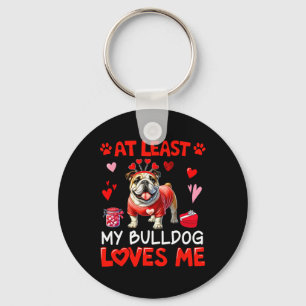 Porte-clés Au moins mon bulldog m'aimant la Saint-Valentin en