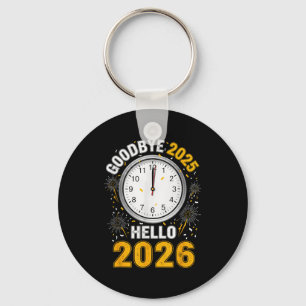 Porte-clés Au revoir 2025 Bonjour 2026 Tee Avec Horloge Nouve