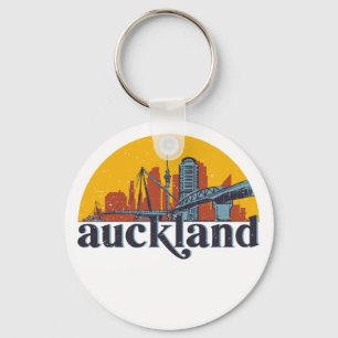 Porte-clés Auckland New Zealand Retro City Skyline Ville