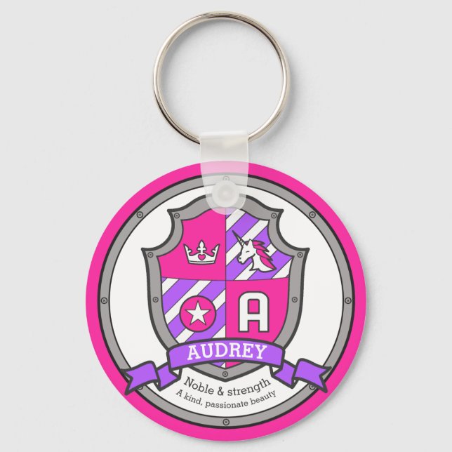 Porte-clés Audrey lettre B nom signifiant crête de licorne ro (Recto)