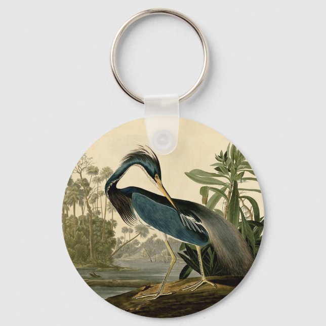 Porte-clés Audubon Louisiana Heron Water Bird (Recto)