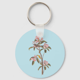 Porte-clés Audubon's Cuvier's Kinglet Bird on Pink Calico