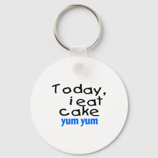 Porte-clés Aujourd'hui, je mange du gâteau Yum Yum (bleu)