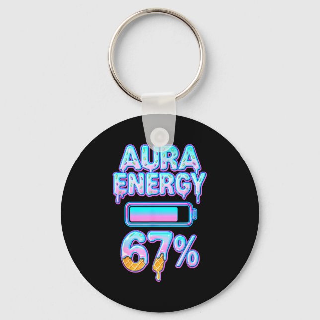 Porte-clés Aura Énergie 67 Meme Crème Glacée Drip 6 7 Drôle S (Recto)