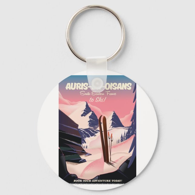 Porte-clés AURIS-EN-OISANS France affiche de ski (Recto)