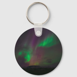 Porte-clés Aurore Boréale Lumières du Nord Arbres Nature Terr
