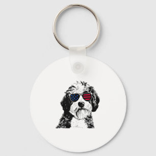 Porte-clés Aussiedoodle Chien 4 juillet Amérique États-Unis D
