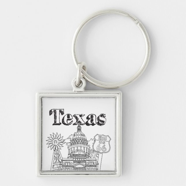 Porte-clés Austin Texas Art Vacances Texas Souvenir Design (Devant)