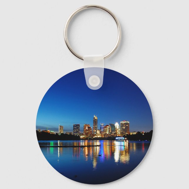 Porte-clés Austin Texas Downtown Night Skyline Ladybird Lake (Recto)