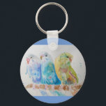 Porte-clés Australian Birds Budgie Watercolor Art<br><div class="desc">Australian Birds Budgie Watercolor Art. This glorious design would make a great gift for anyone. Designed by me from one of my original macaw watercolors. Especially lovely to have such a useful bright and happy gift!</div>