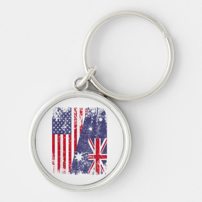 Porte-clés AUSTRALIAN ROOTS Half American Flag AUSTRALIE (Devant)